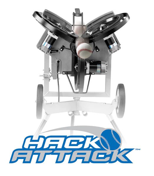 Hack Attack 3 Wheel Pitching Machine front view pitches baseball