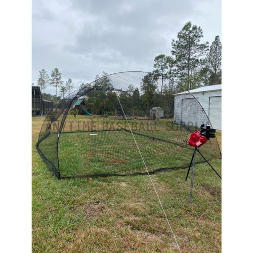 Heater Sports Power Alley 22 Ft. Backyard Batting Cage with pitching machine front view