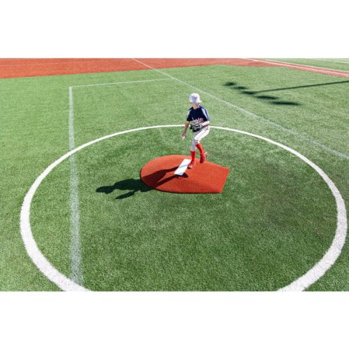 PortoLite 6 inch Stride Off Portable Youth Pitching Mound For Baseball red far top view