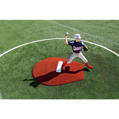 PortoLite 6 inch Stride Off Portable Youth Pitching Mound For Baseball red top right angle view