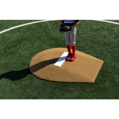 PortoLite 6 inch Stride Off Portable Youth Pitching Mound For Baseball tan top view