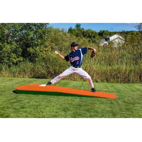 Portolite 10 inch Portable Practice Pitching Mound clay side view pitching on mound