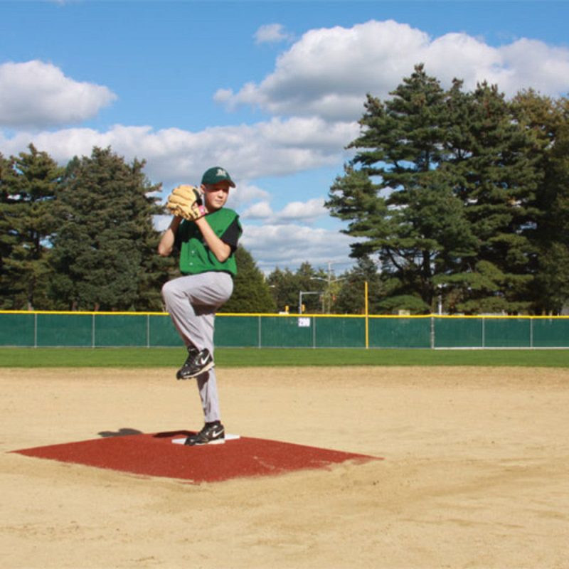 ProMounds 6 inch Bronco Youth League Game Pitching Mound clay color pitching on mound