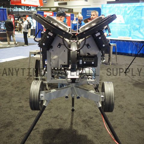 Elite eHack Attack Pitching Machine for Baseball Front View ABCA Tradeshow