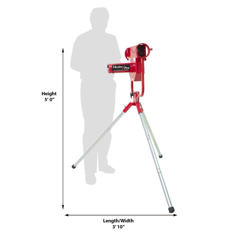 heater sports pro real curveball pitching machine dimension diagram