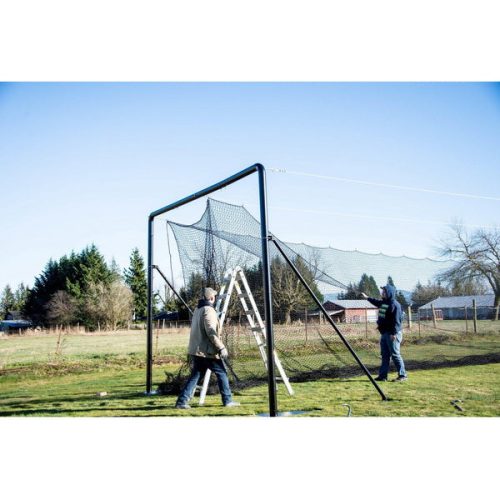 iron horse commercial batting cage system frame and net setup side view