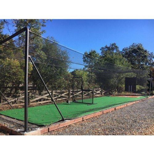 iron horse commercial batting cage system side view with mat