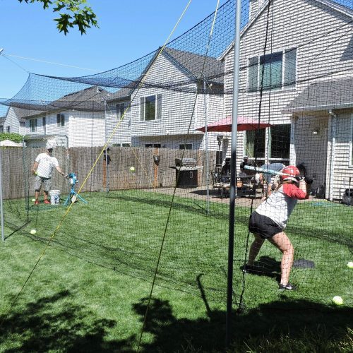 jugs hit at home complete backyard batting cage practice with batter