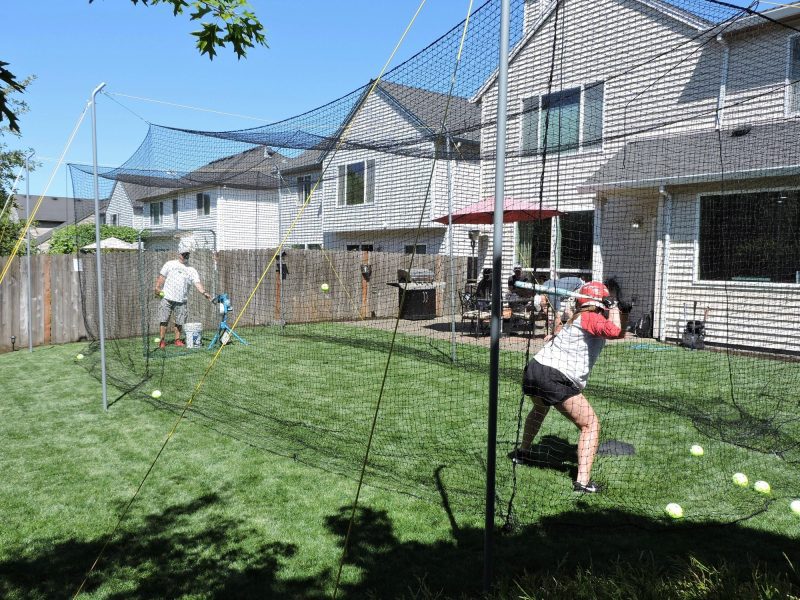 jugs hit at home complete backyard batting cage practice with batter