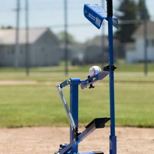 louisville slugger blue flame pro pitching machine right side angled view