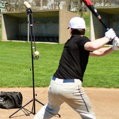 louisville slugger soft toss pitching machine batting tee player batting practice rear view