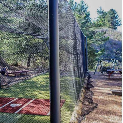 mastodon commercial batting cage system pole and net close up view