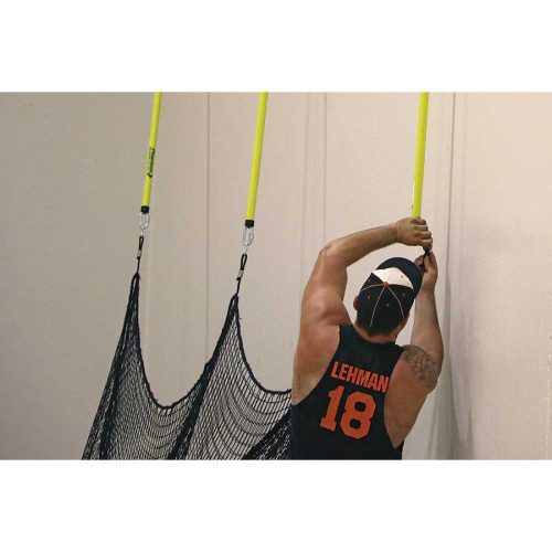 phantom tensioned indoor batting cage set up net attachment