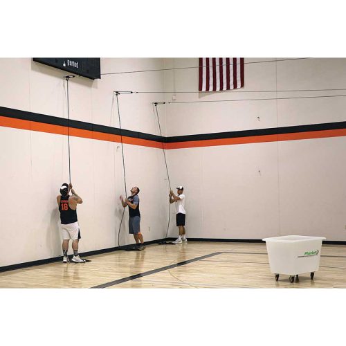 phantom tensioned indoor batting cage setup hoisting net