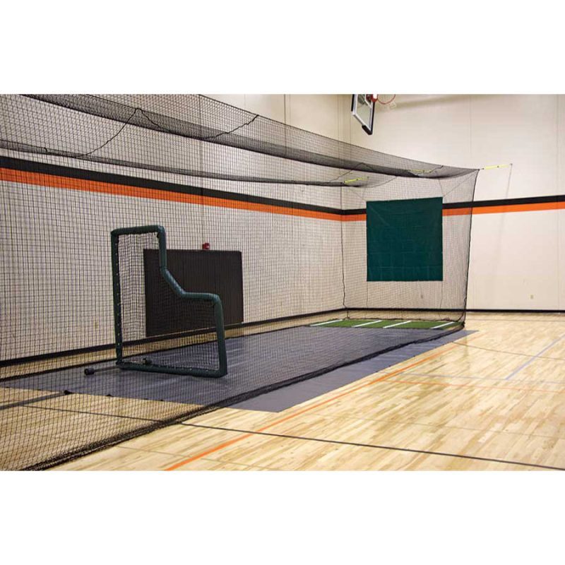 phantom tensioned indoor batting cage side view with l screen