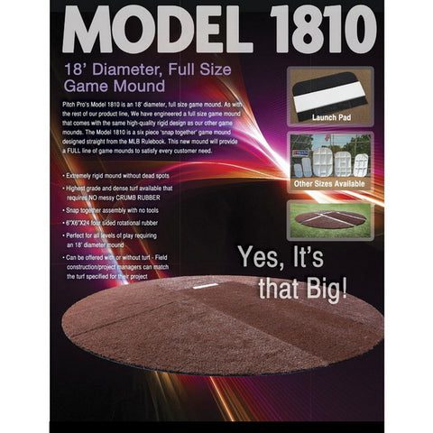 Pitch Pro 1810 Full Size Portable Pitching Mound Information Sheet