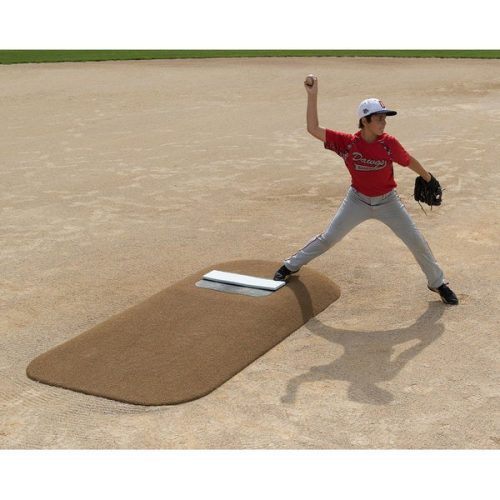 pitch pro 465 6 inch portable pitching moun for baseball with player front view