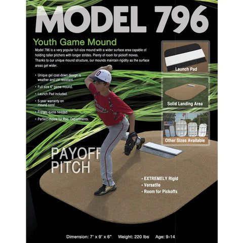 Pitch Pro 796 6" Portable Youth Pitching Mound Information Sheet