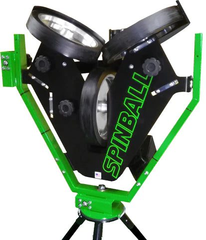 spinball 3 wheel pitching machine front view